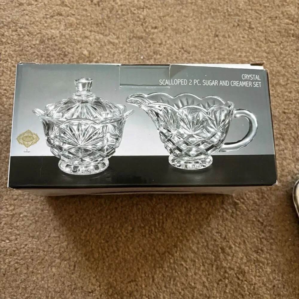 Shannon Crystal By Godinger Scalloped 2 Pc.  Crystal Sugar And Creamer Set